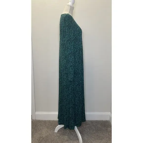 NWT Boden Jersey Midi Dress Floral Modest Cottagecore Blue Green Women's US 12L - Picture 3 of 15